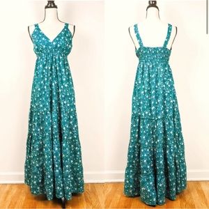 NWT Aller Simplement XXL bohemian turquoise and jade green floral maxi dress